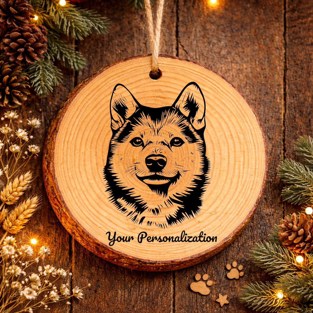 Shiba Inu Dog Ornament – Rustic Wooden Keepsake