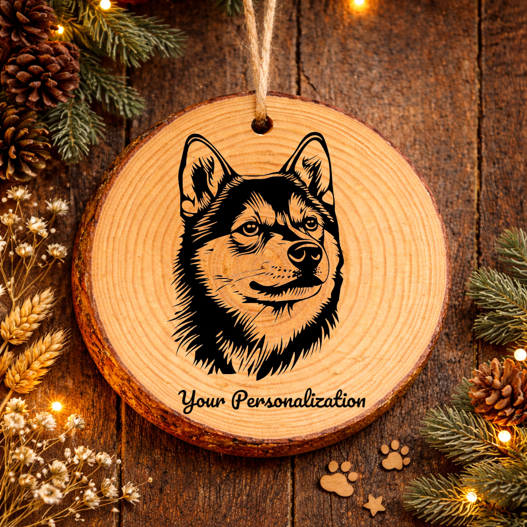 Shiba Inu Dog Ornament – Rustic Wooden Keepsake