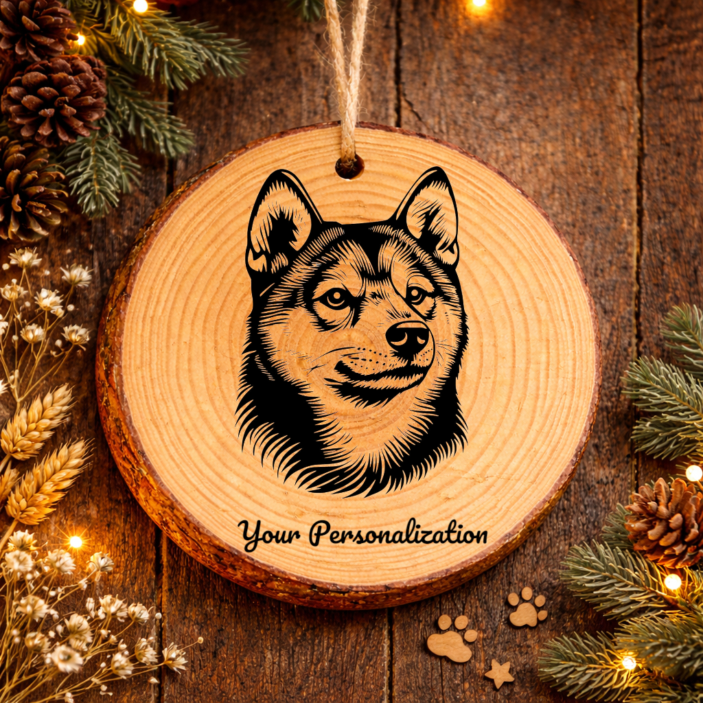 Shiba Inu Dog Ornament – Rustic Wooden Keepsake
