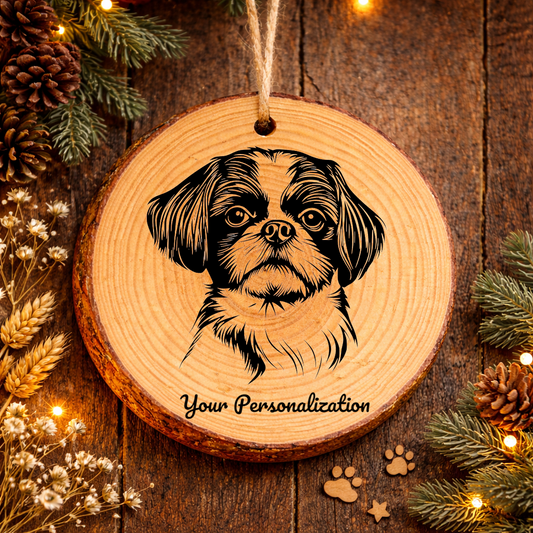 Shih Tzu Dog Ornament – Rustic Wooden Keepsake