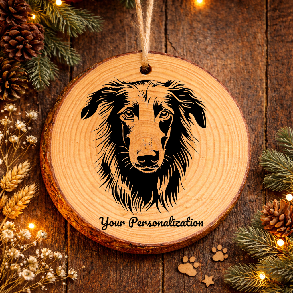 Silken Windhound Dog Ornament – Rustic Wooden Keepsake