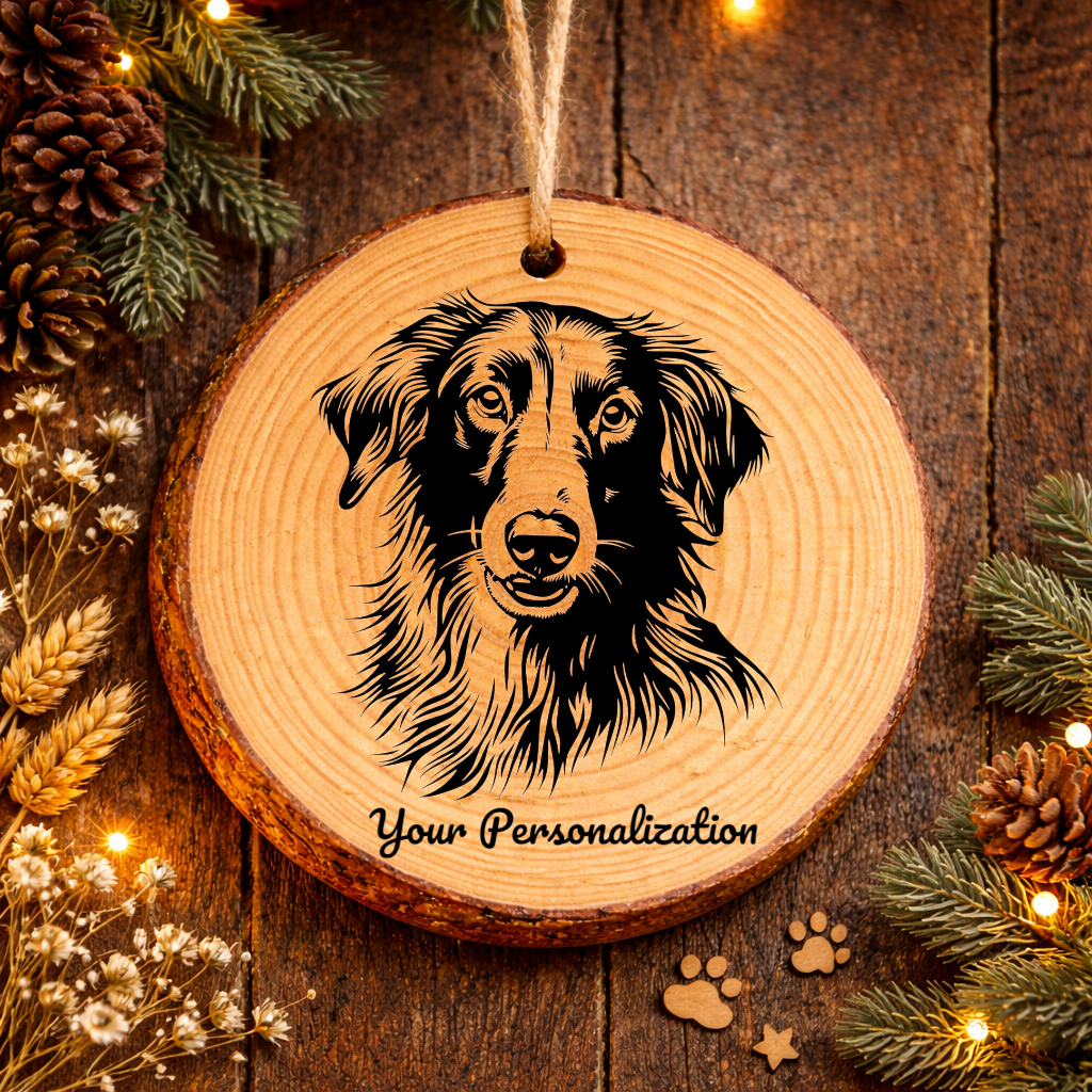 Silken Windhound Dog Ornament – Rustic Wooden Keepsake