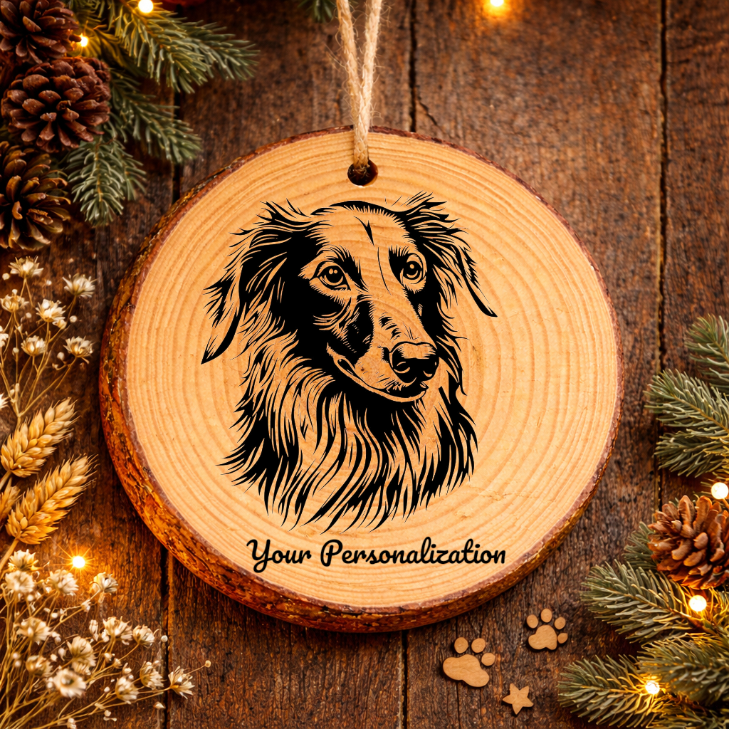 Silken Windhound Dog Ornament – Rustic Wooden Keepsake