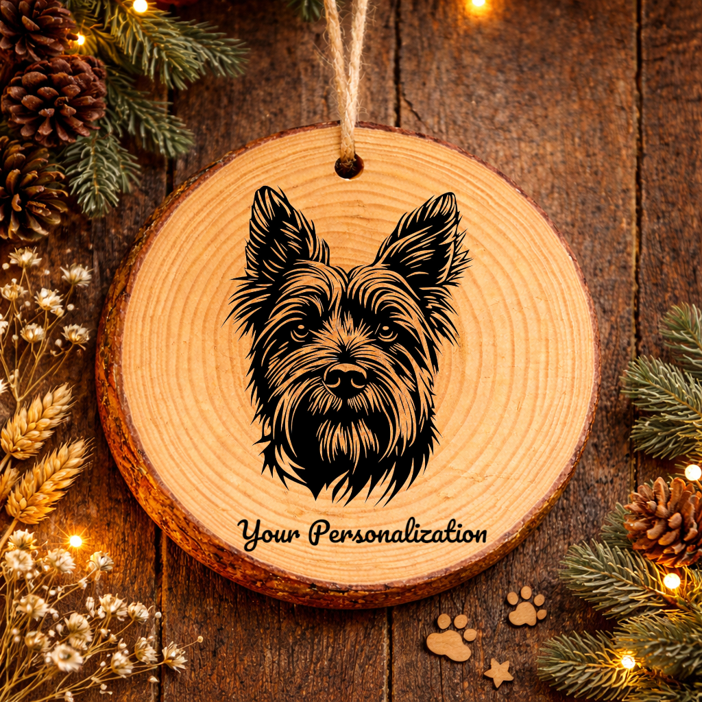 Skye Terrier Dog Ornament – Rustic Wooden Keepsake