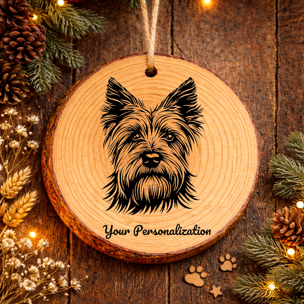 Skye Terrier Dog Ornament – Rustic Wooden Keepsake