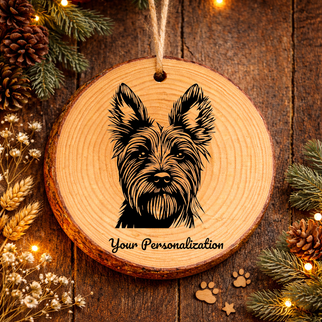 Skye Terrier Dog Ornament – Rustic Wooden Keepsake