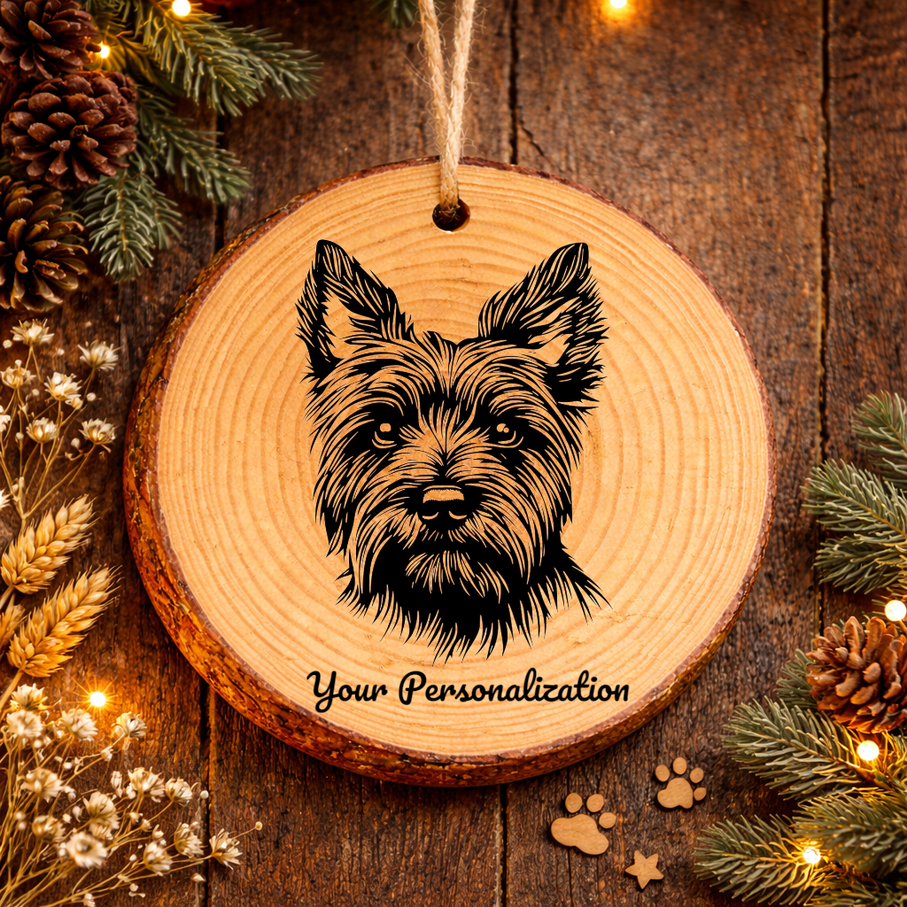 Skye Terrier Dog Ornament – Rustic Wooden Keepsake