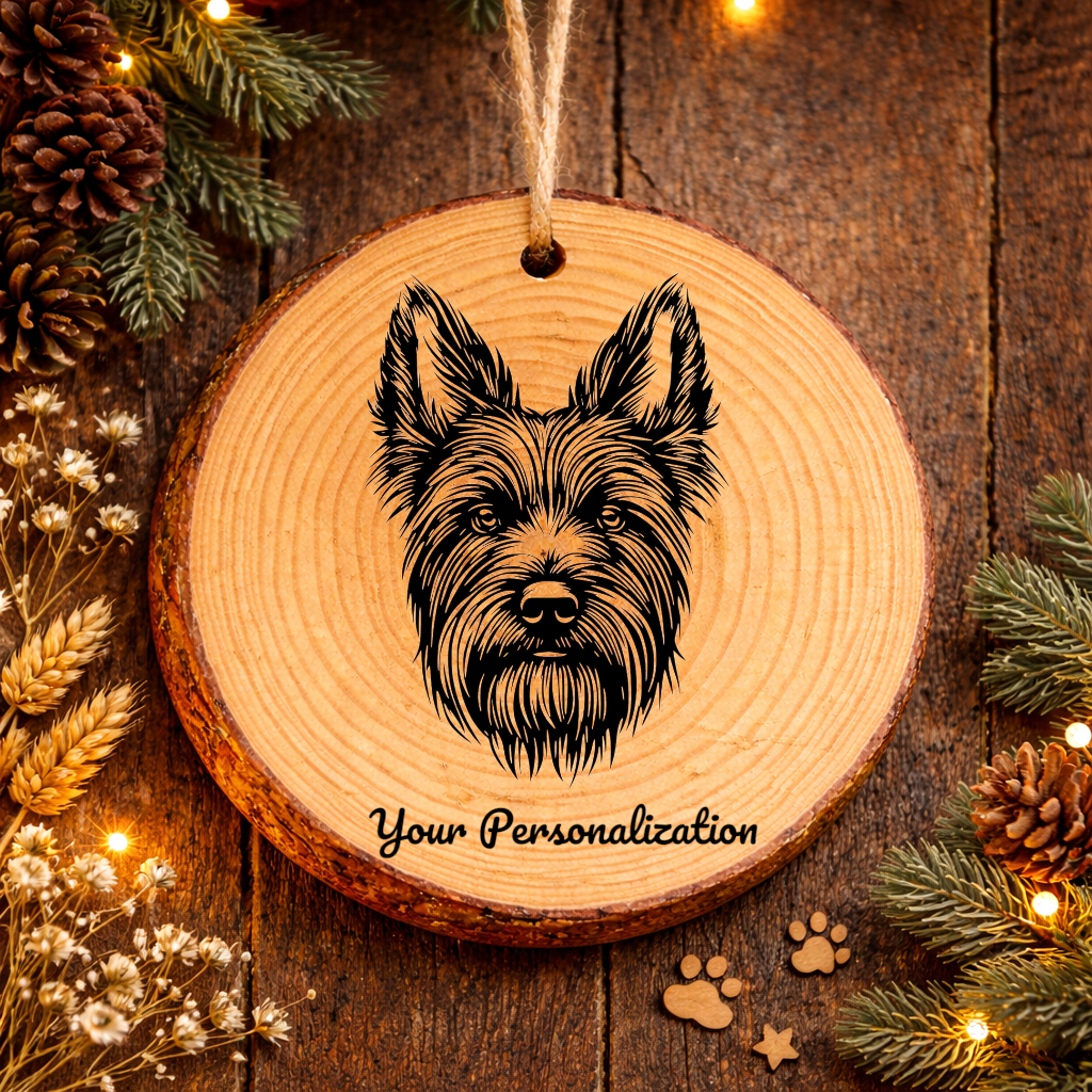 Skye Terrier Dog Ornament – Rustic Wooden Keepsake