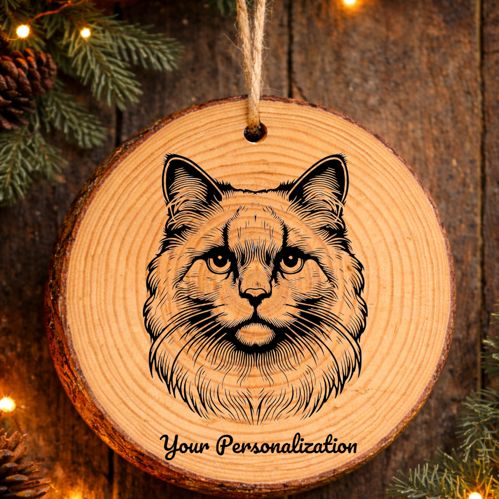 Sokoke Cat Rustic Pine Wooden Round Ornament