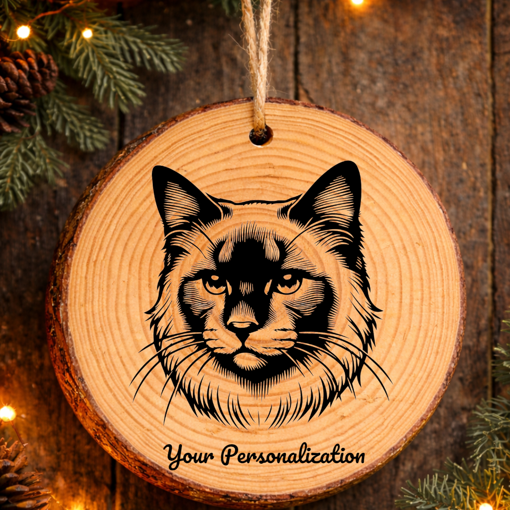 Sokoke Cat Rustic Pine Wooden Round Ornament