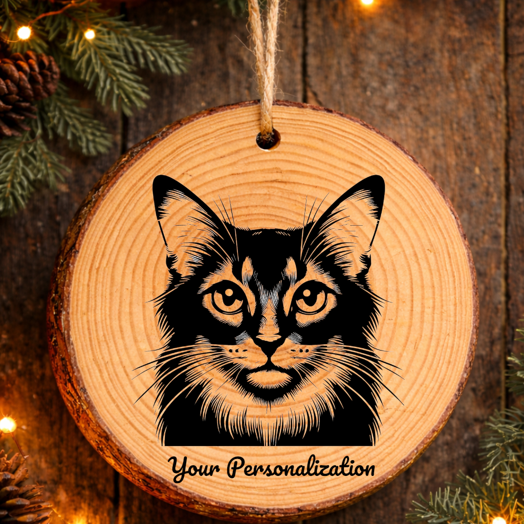 Somali Cat Rustic Pine Wooden Round Ornament
