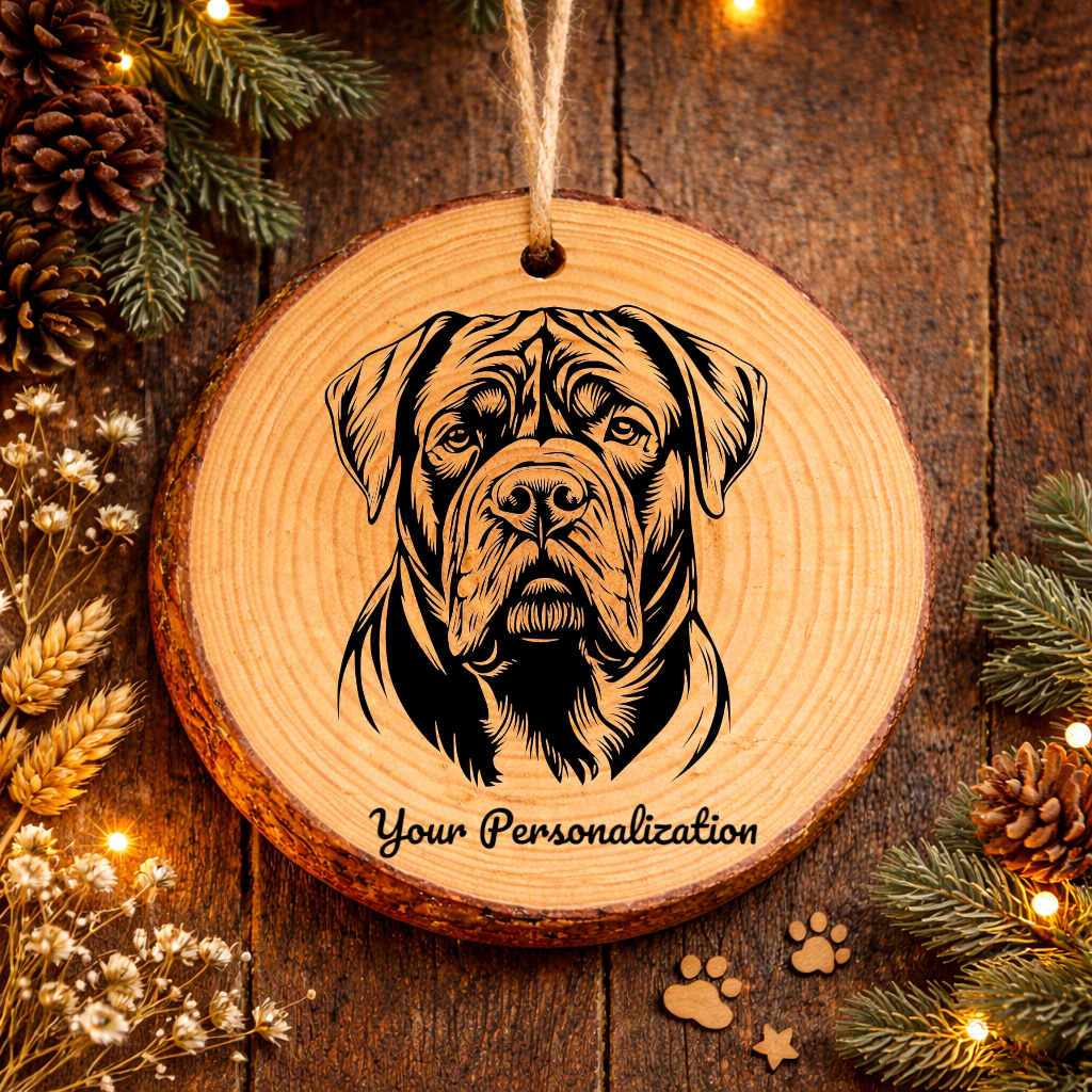Spanish Mastiff Dog Ornament – Rustic Wooden Keepsake