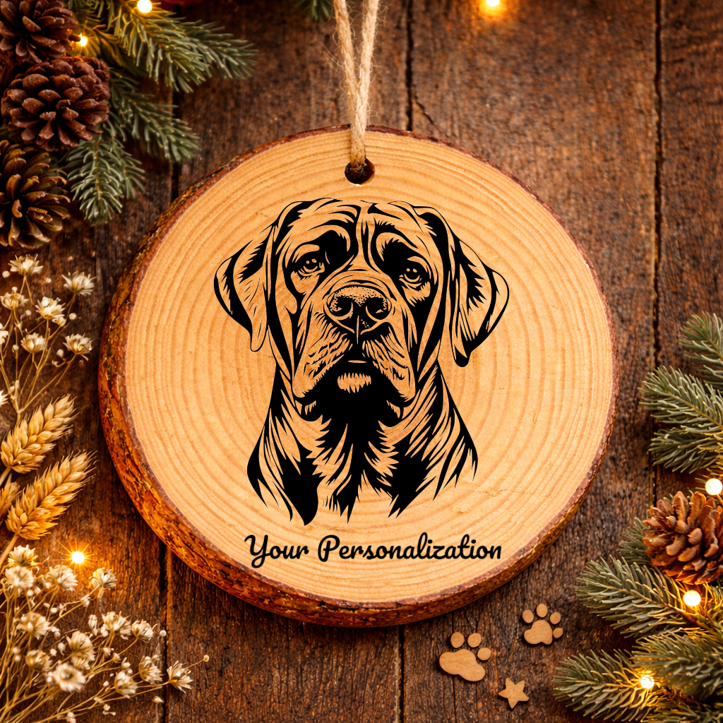 Spanish Mastiff Dog Ornament – Rustic Wooden Keepsake