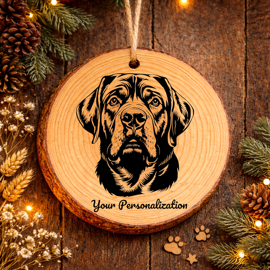 Spanish Mastiff Dog Ornament – Rustic Wooden Keepsake