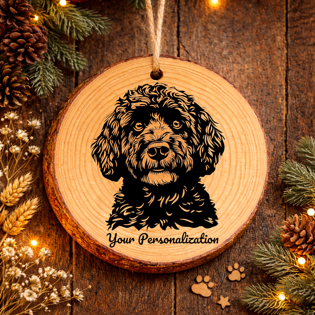 Spanish Water Dog Dog Ornament – Rustic Wooden Keepsake