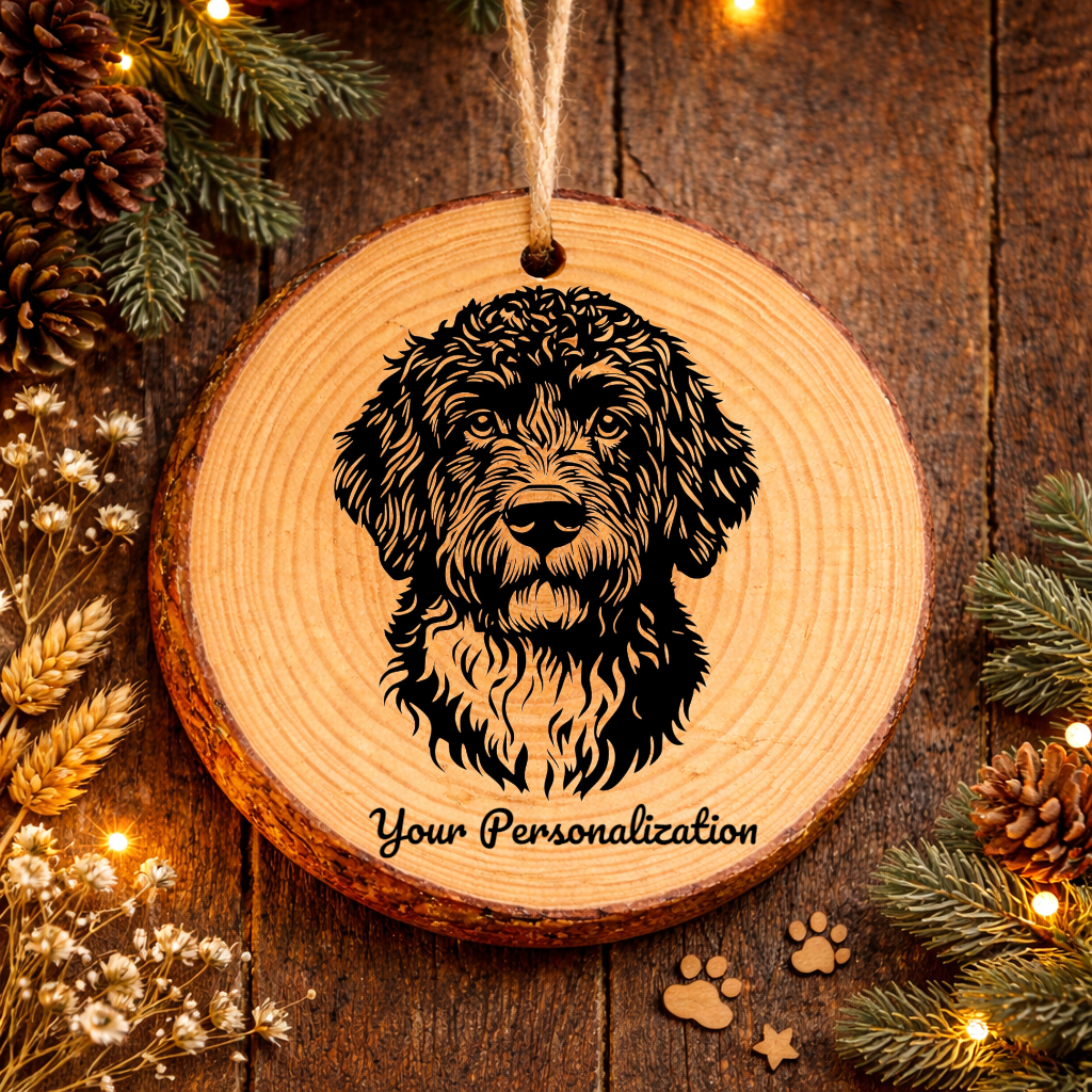 Spanish Water Dog Dog Ornament – Rustic Wooden Keepsake