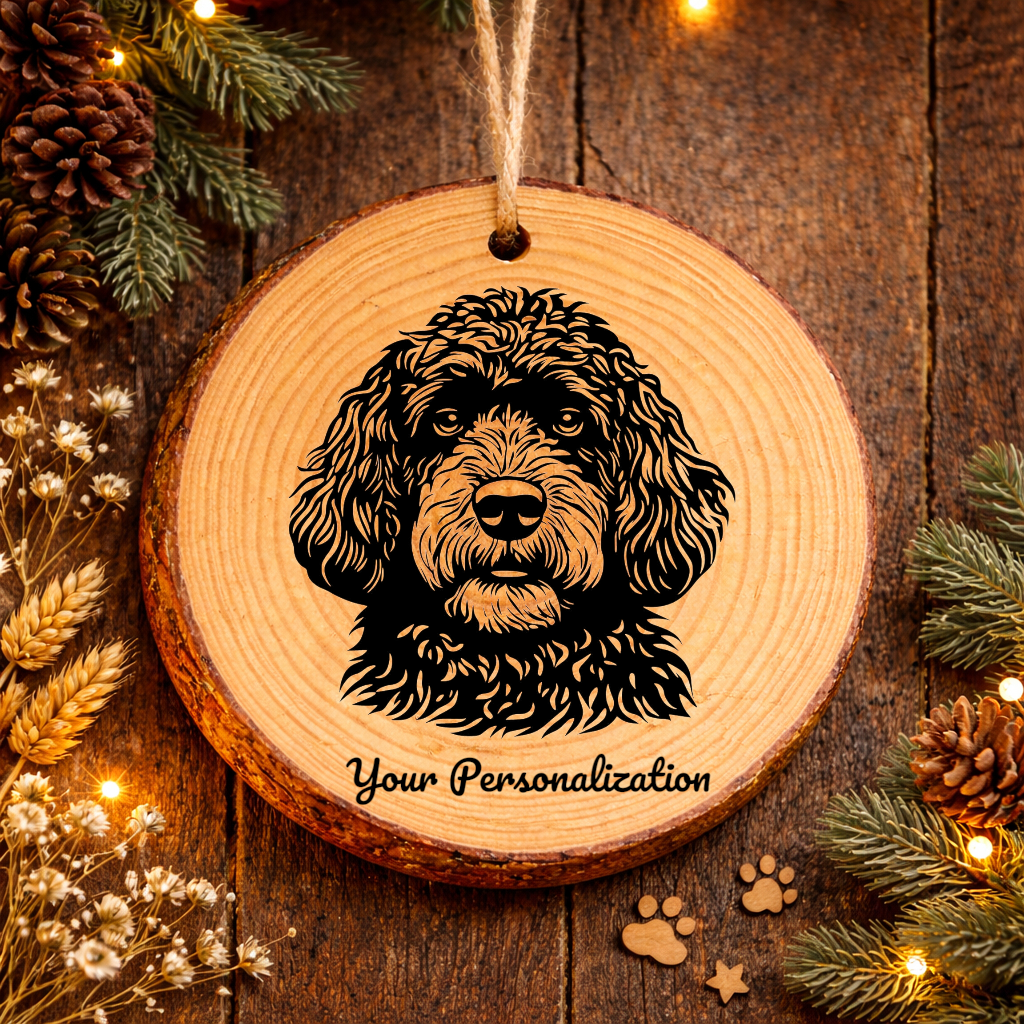 Spanish Water Dog Dog Ornament – Rustic Wooden Keepsake