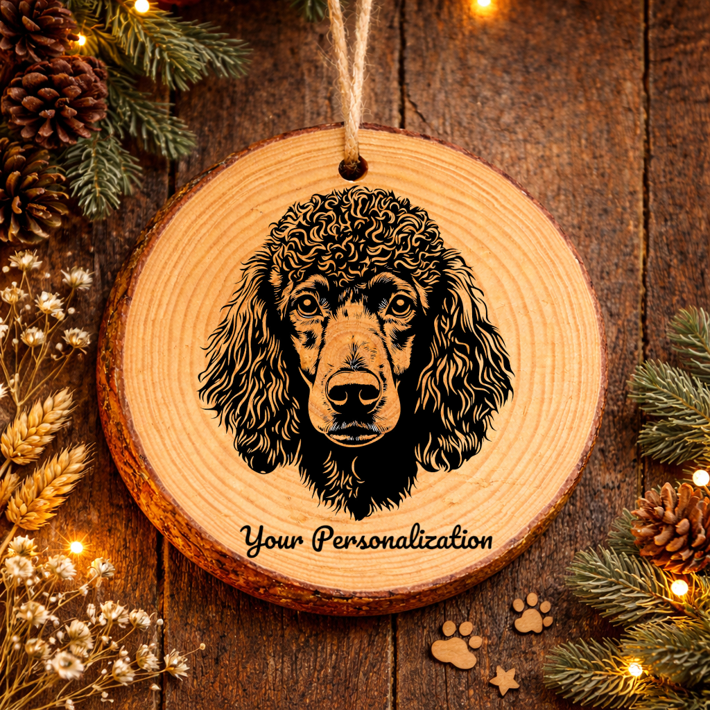 Standard Poodle Dog Ornament – Rustic Wooden Keepsake