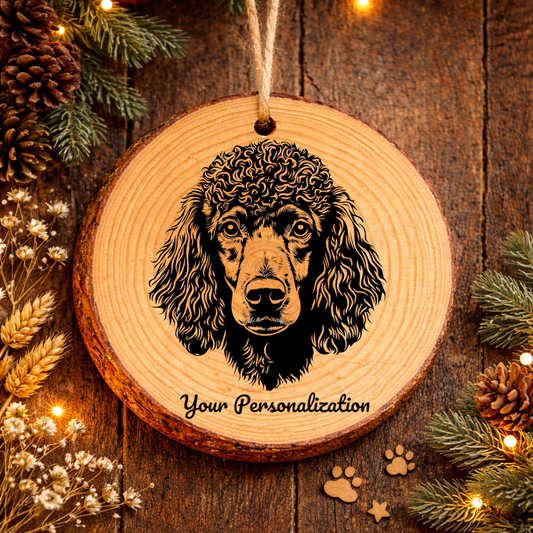Standard Poodle Dog Ornament – Rustic Wooden Keepsake