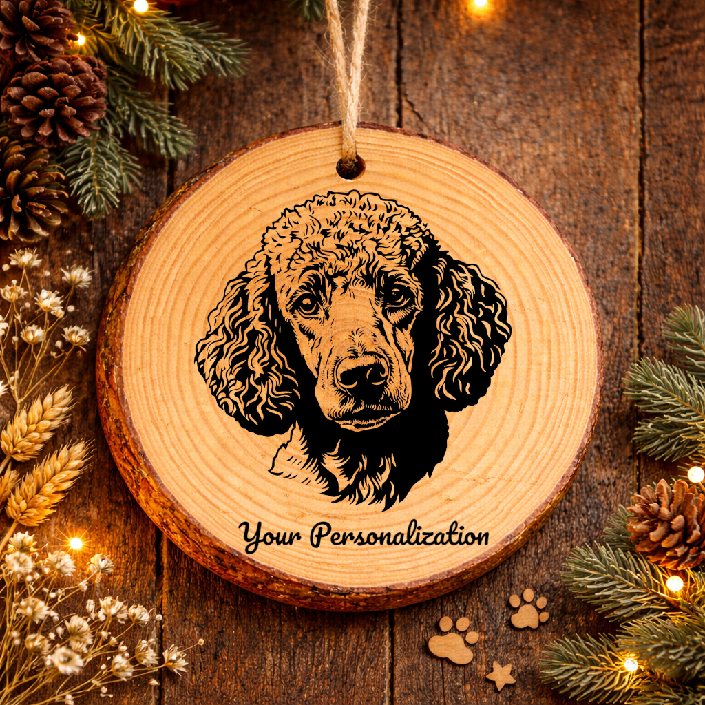 Standard Poodle Dog Ornament – Rustic Wooden Keepsake