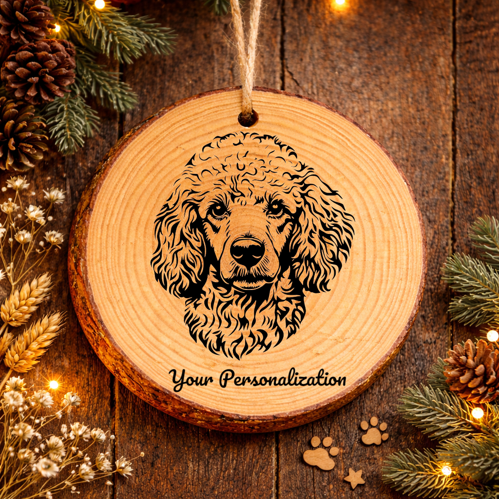 Standard Poodle Dog Ornament – Rustic Wooden Keepsake