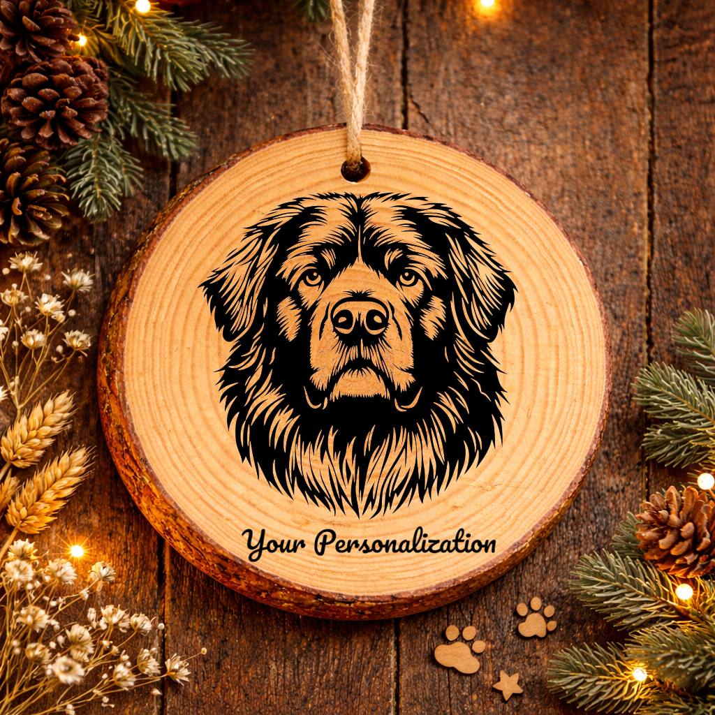 Tibetan Mastiff Dog Ornament – Rustic Wooden Keepsake