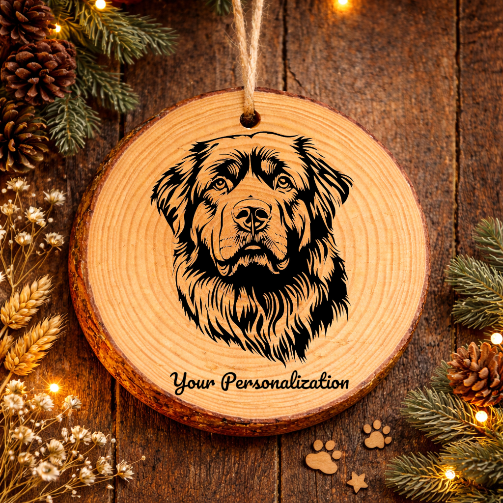 Tibetan Mastiff Dog Ornament – Rustic Wooden Keepsake
