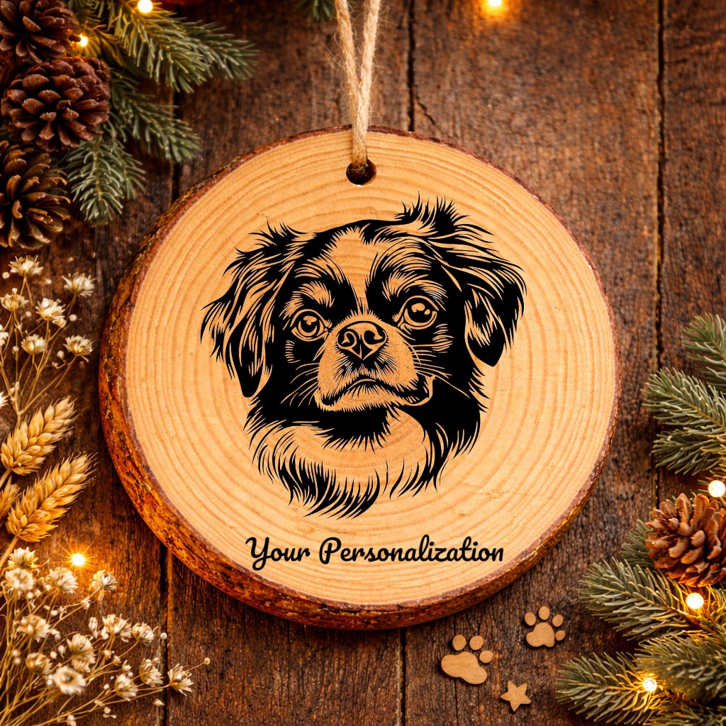 Tibetan Spaniel Dog Ornament – Rustic Wooden Keepsake