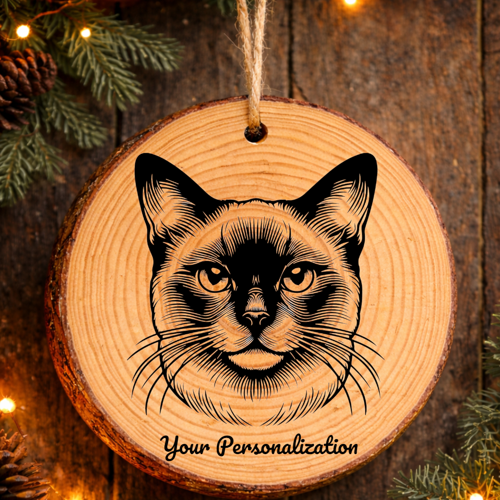 Tonkinese Cat Rustic Pine Wooden Round Ornament