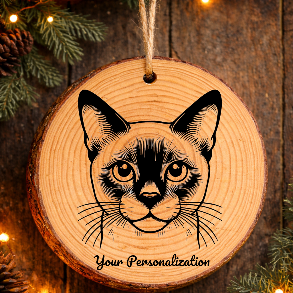 Tonkinese Cat Rustic Pine Wooden Round Ornament
