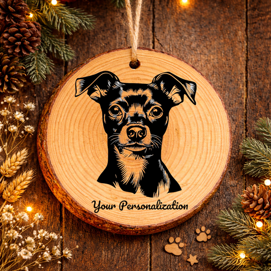 Toy Manchester Terrier Dog Ornament – Rustic Wooden Keepsake