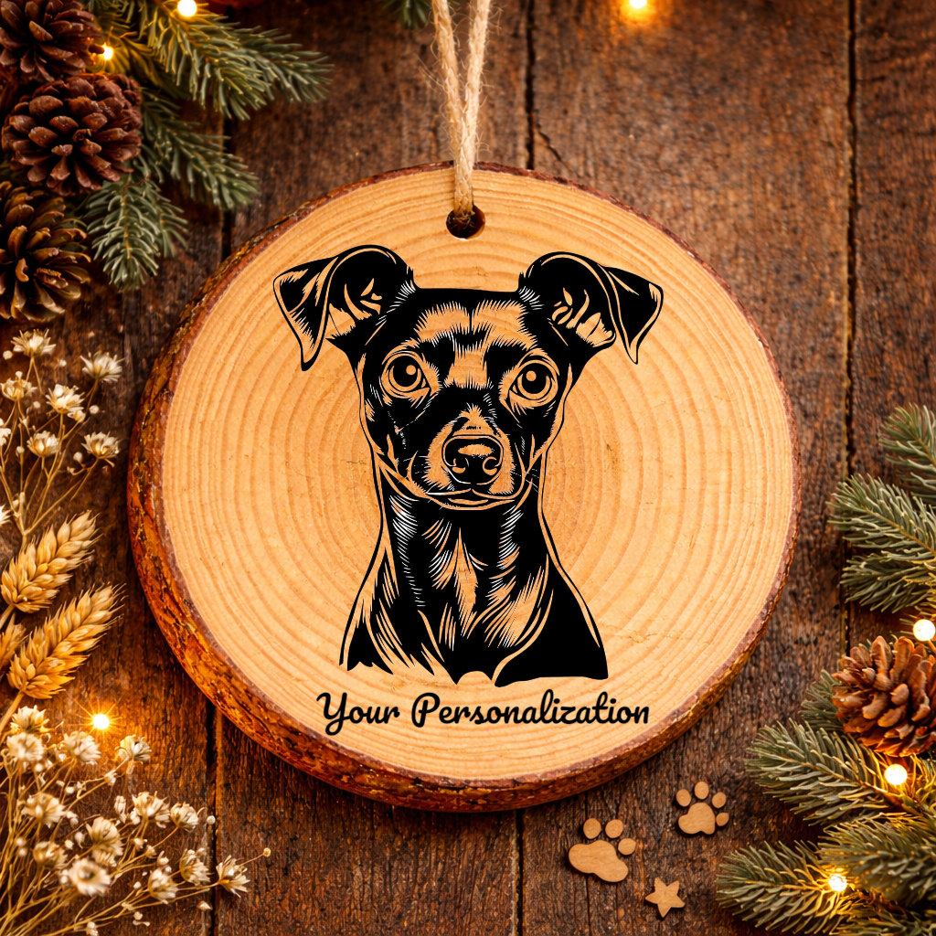 Toy Manchester Terrier Dog Ornament – Rustic Wooden Keepsake