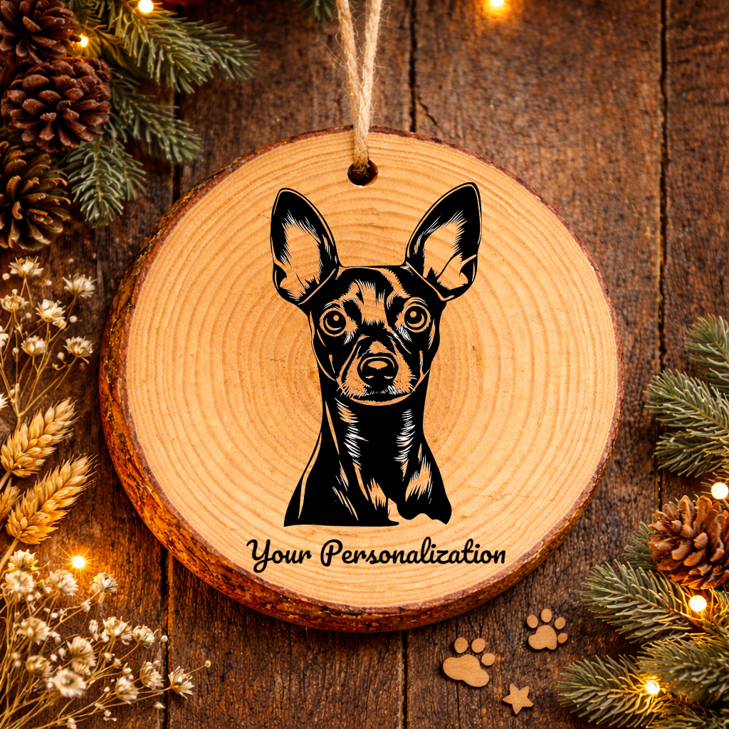 Toy Manchester Terrier Dog Ornament – Rustic Wooden Keepsake
