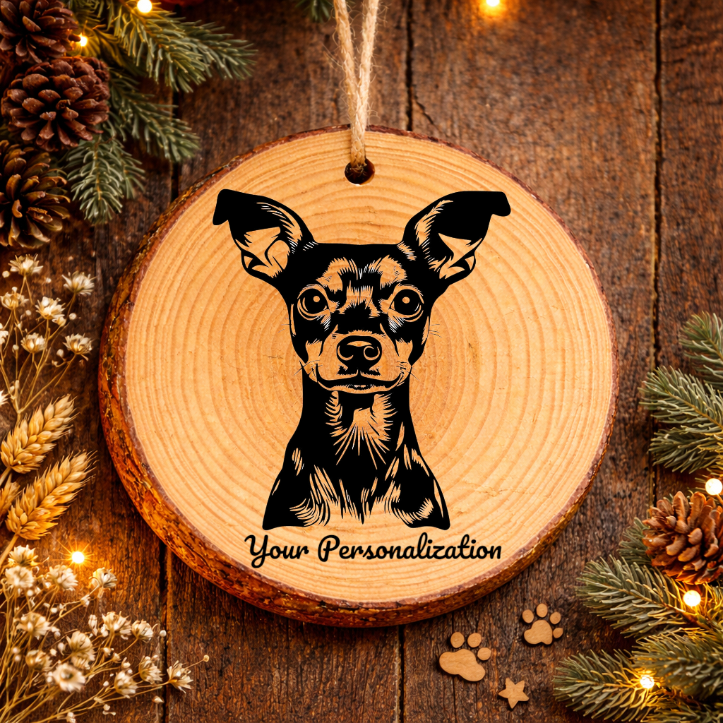 Toy Manchester Terrier Dog Ornament – Rustic Wooden Keepsake