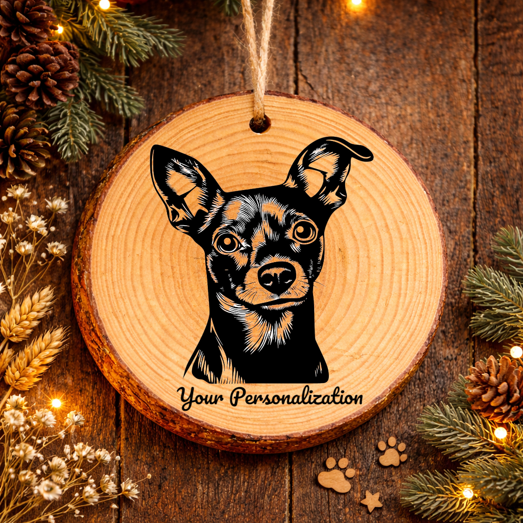 Toy Manchester Terrier Dog Ornament – Rustic Wooden Keepsake