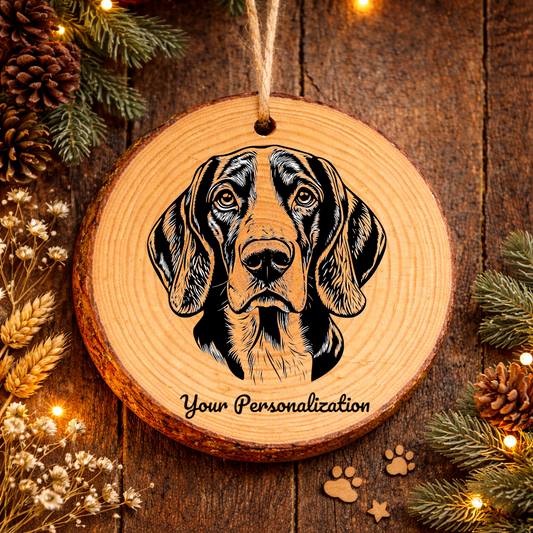 Treeing Walker Coonhound Dog Ornament – Rustic Wooden Keepsake