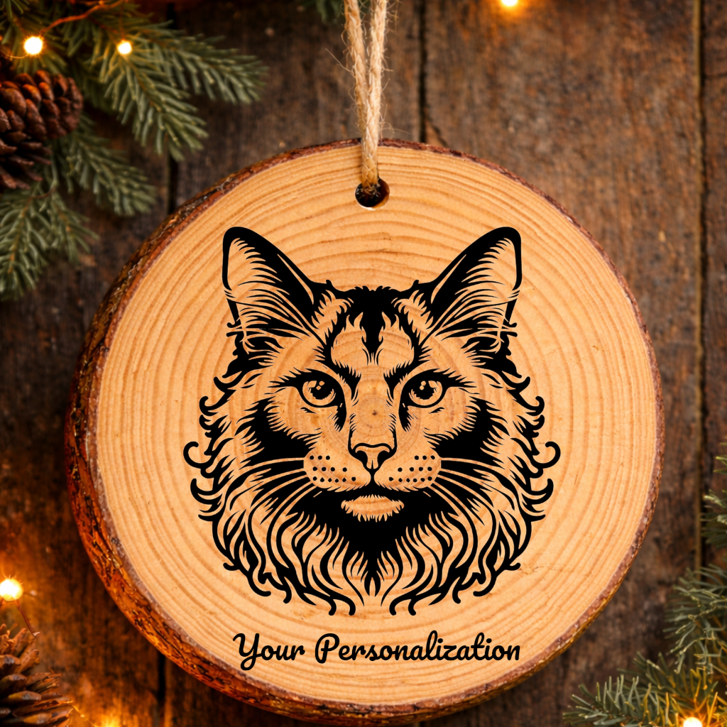 Ukrainian Levkoy Cat Rustic Pine Wooden Round Ornament