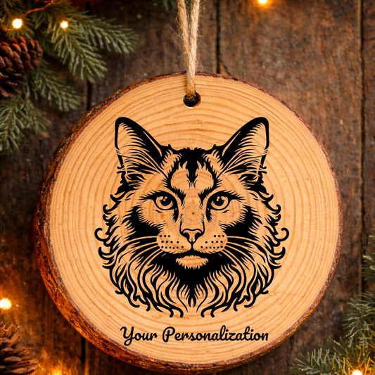Ukrainian Levkoy Cat Rustic Pine Wooden Round Ornament