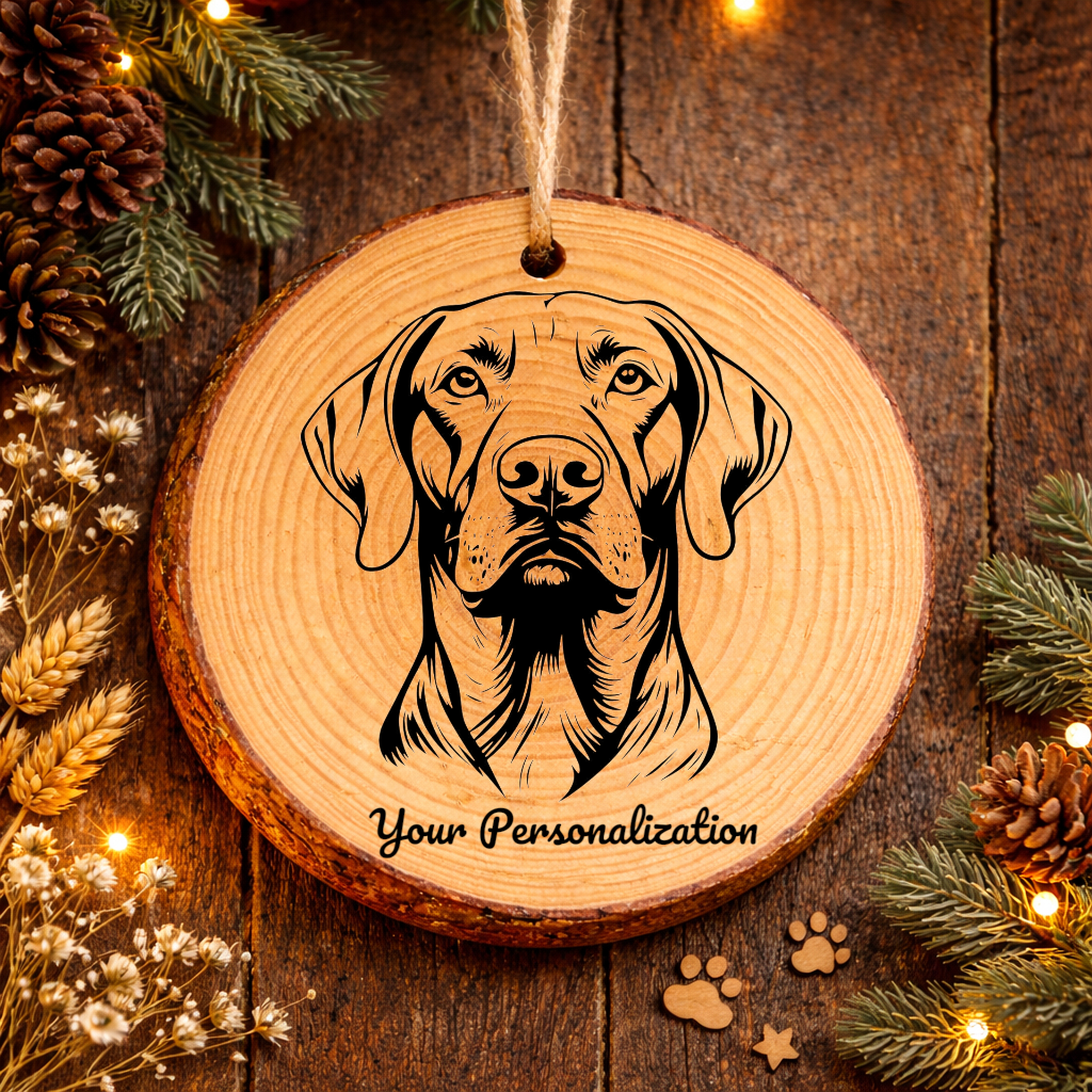 Vizsla Dog Ornament – Rustic Wooden Keepsake