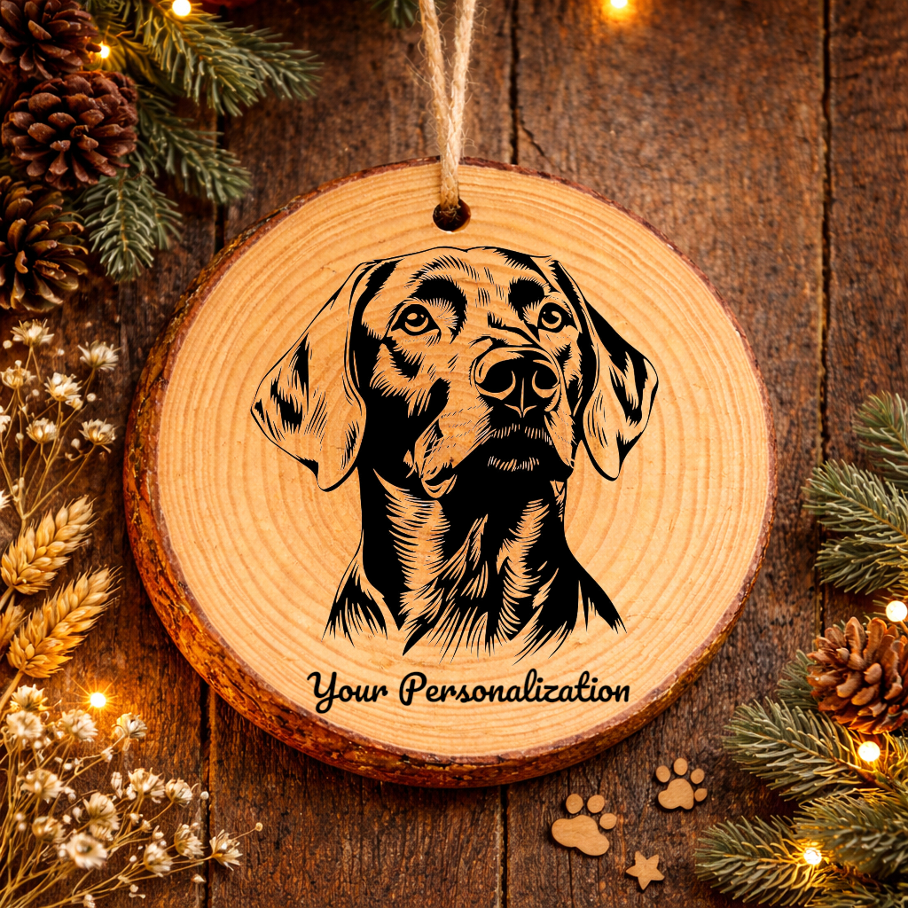 Vizsla Dog Ornament – Rustic Wooden Keepsake