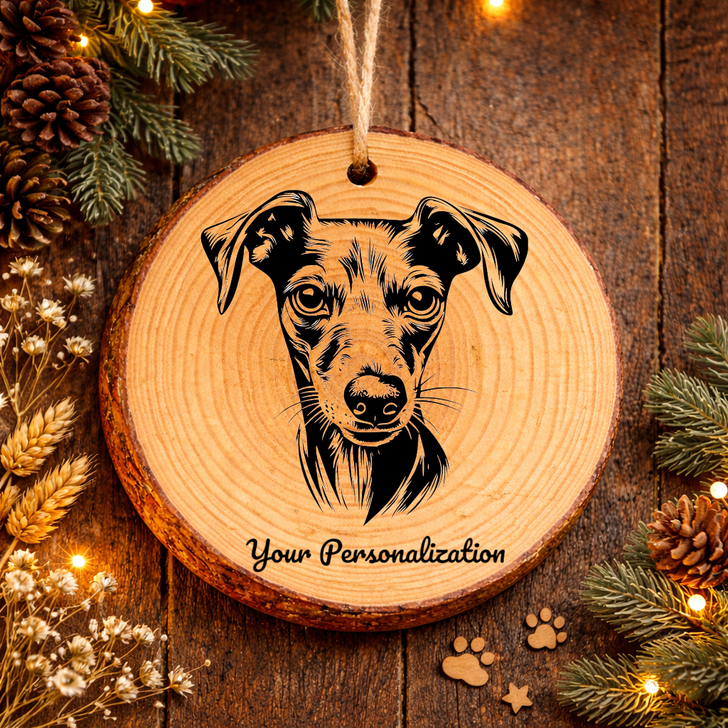 Whippet Dog Ornament – Rustic Wooden Keepsake