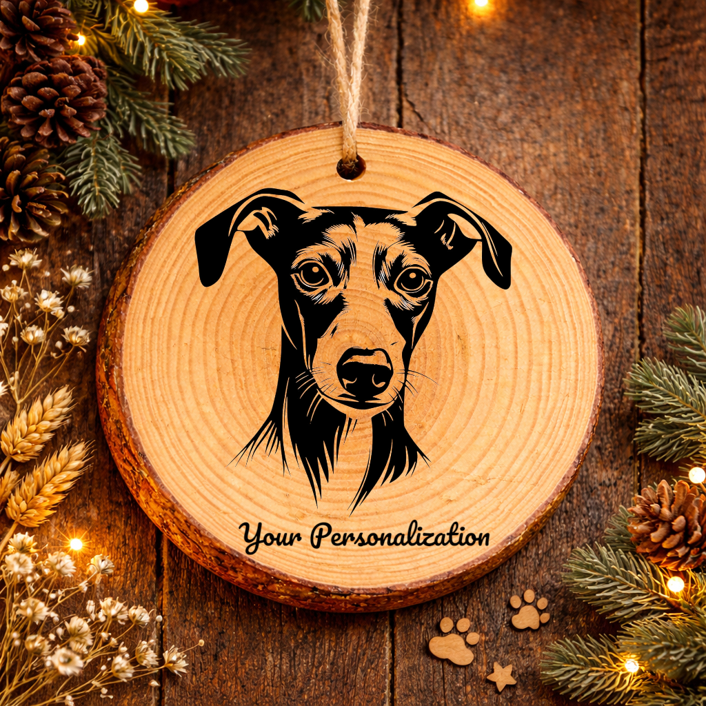 Whippet Dog Ornament – Rustic Wooden Keepsake