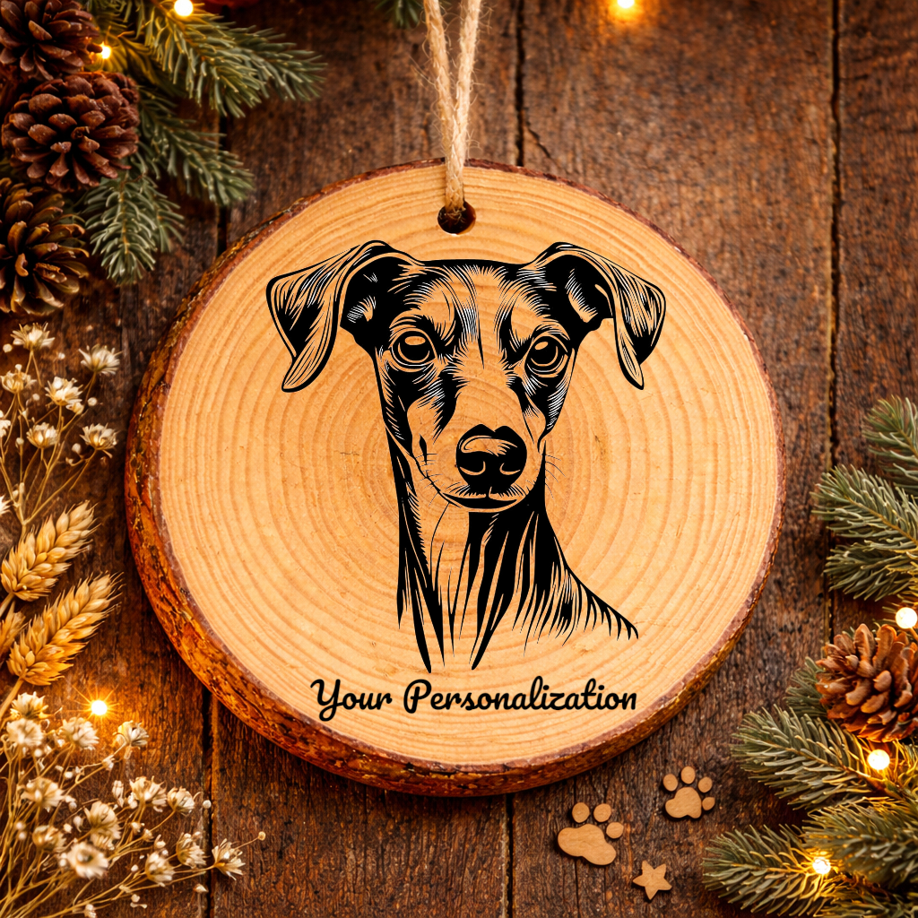 Whippet Dog Ornament – Rustic Wooden Keepsake