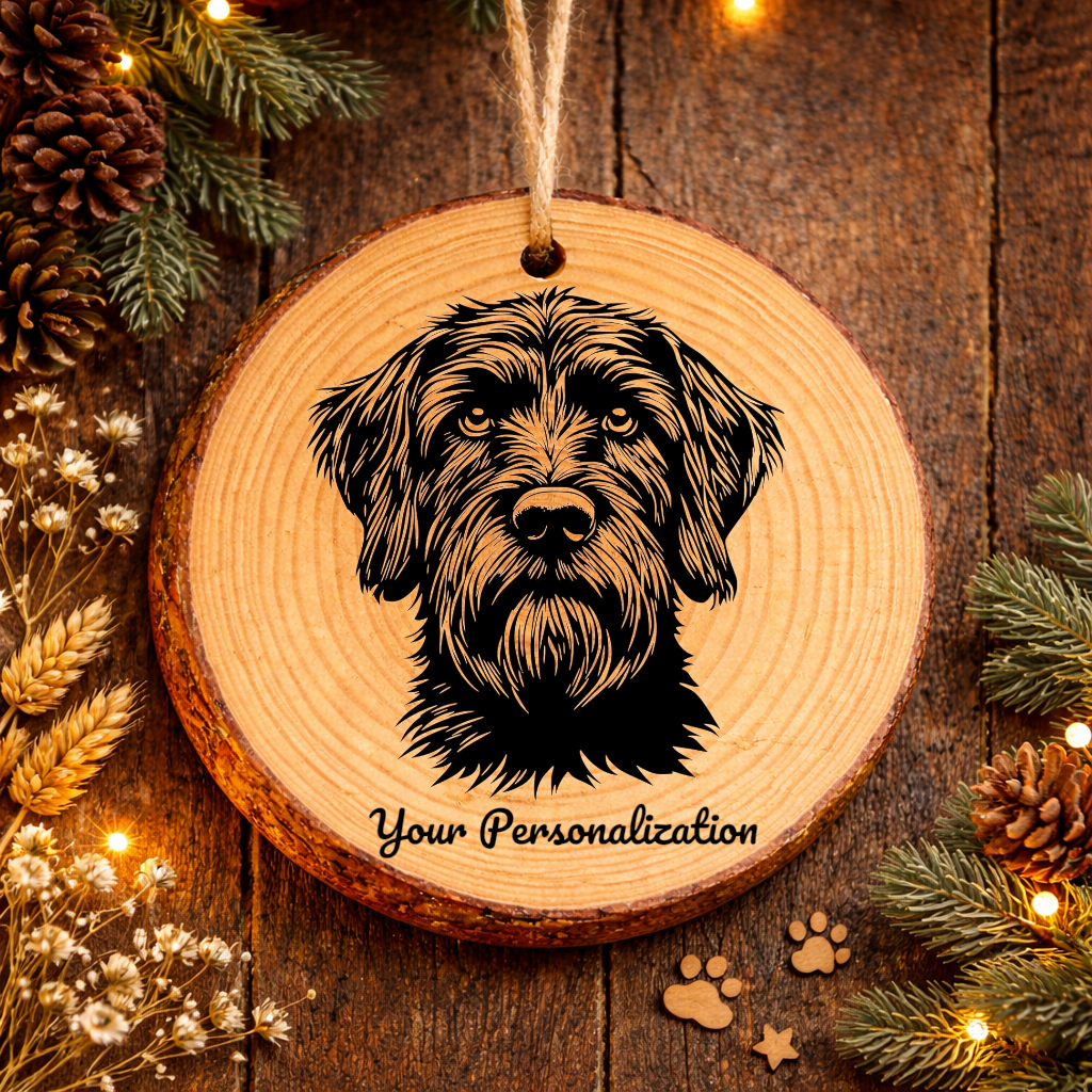 Wirehaired Pointing Griffon Dog Ornament – Rustic Wooden Keepsake
