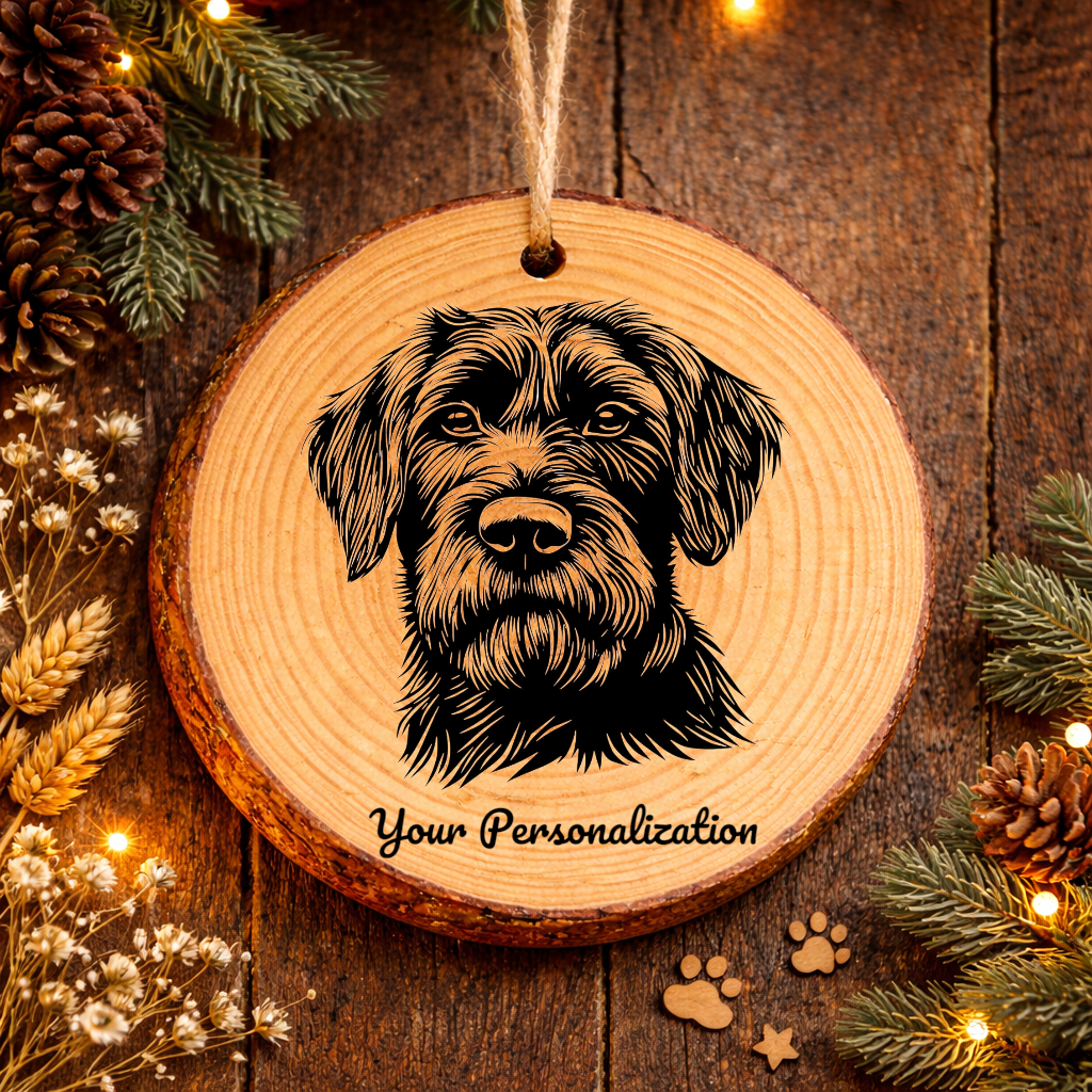 Wirehaired Pointing Griffon Dog Ornament – Rustic Wooden Keepsake