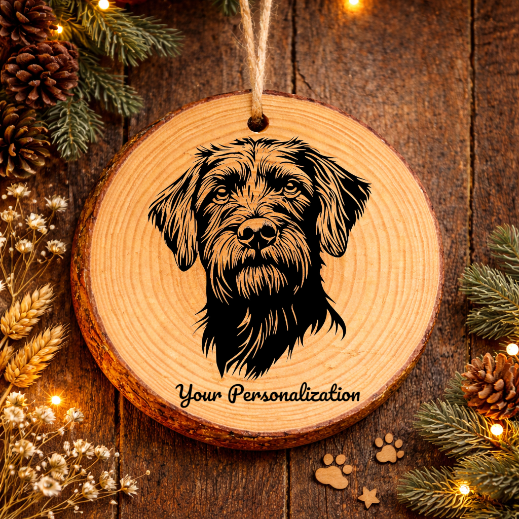 Wirehaired Pointing Griffon Dog Ornament – Rustic Wooden Keepsake