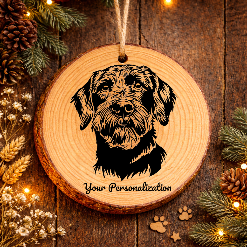 Wirehaired Pointing Griffon Dog Ornament – Rustic Wooden Keepsake