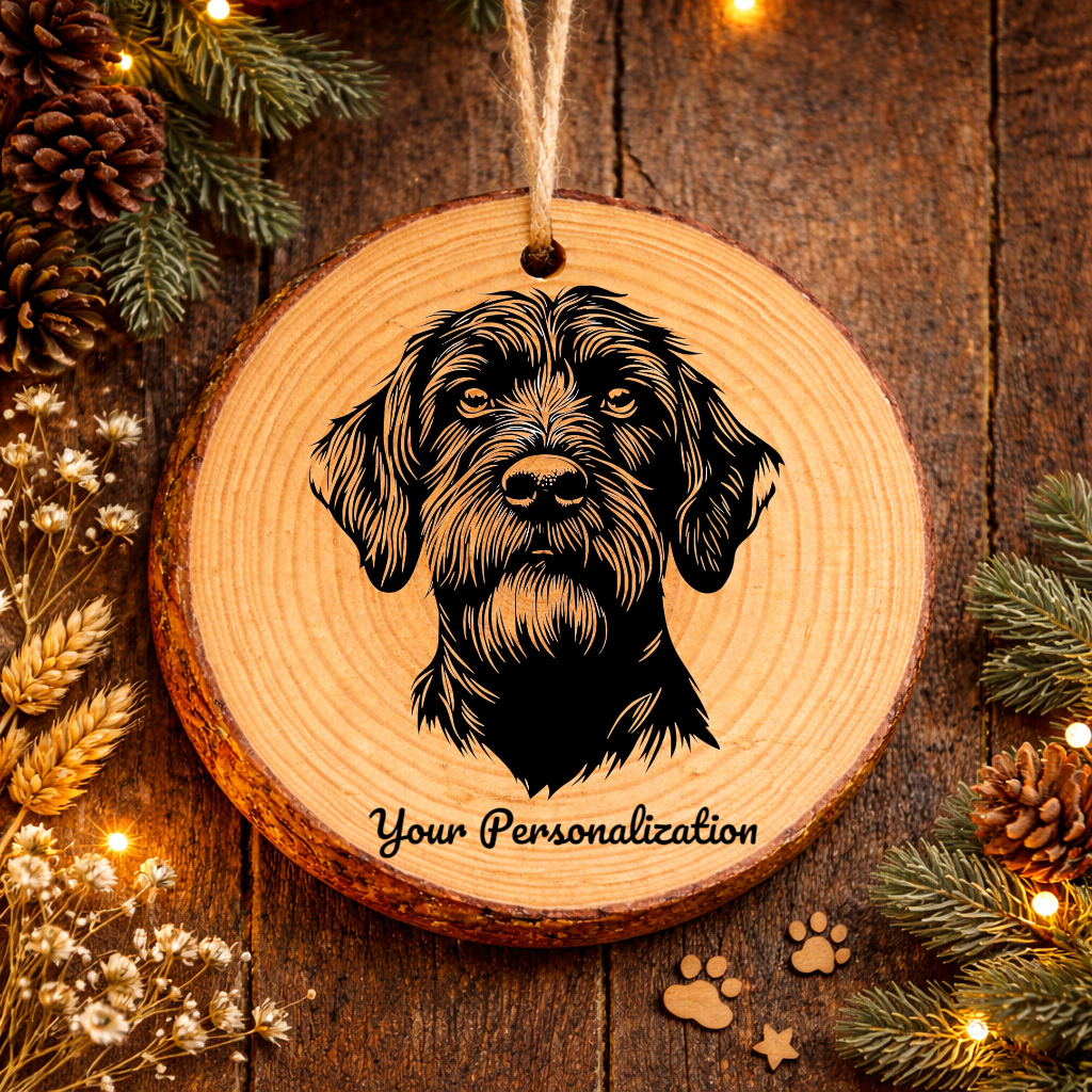 Wirehaired Pointing Griffon Dog Ornament – Rustic Wooden Keepsake