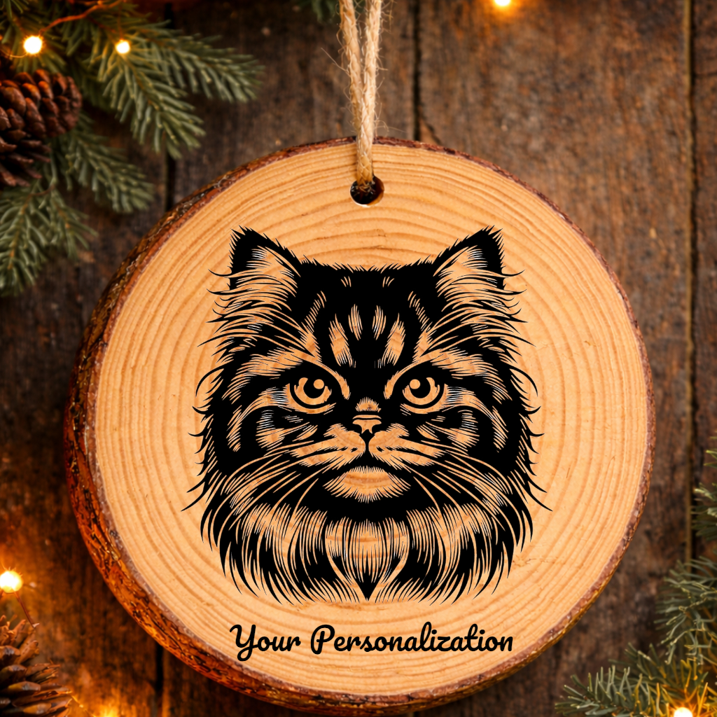 York Chocolate Cat Rustic Pine Wooden Round Ornament