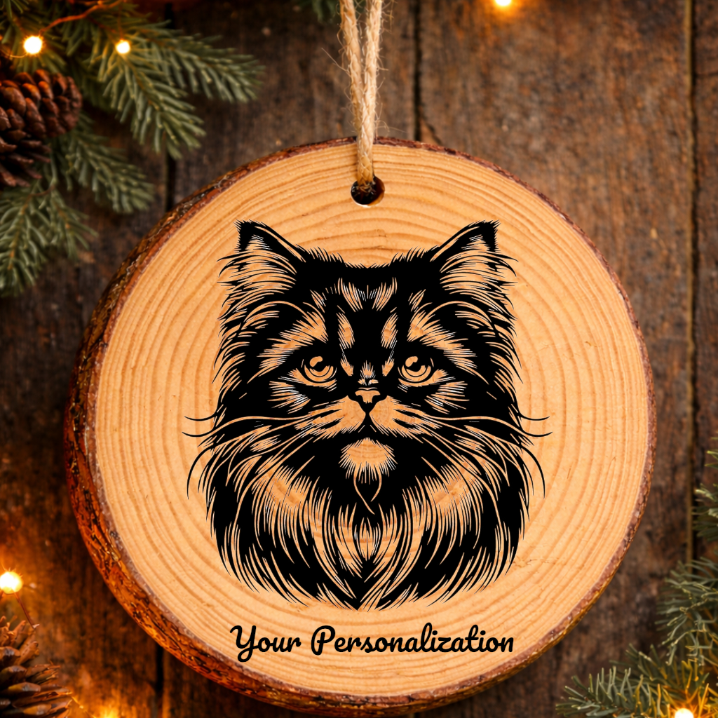 York Chocolate Cat Rustic Pine Wooden Round Ornament